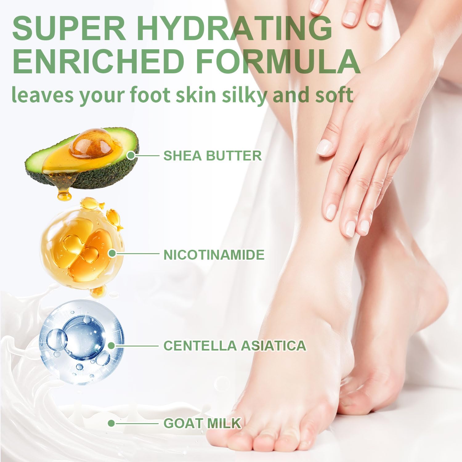 SULADEC Moisturizing Foot Mask with Shea Butter and Goat Milk, Hydrating Foot Masks for Dry Cracked Feet, Dry Skin Moisturizer for Soft and Smooth Touch Feet - Men Women - 5 Pairs
